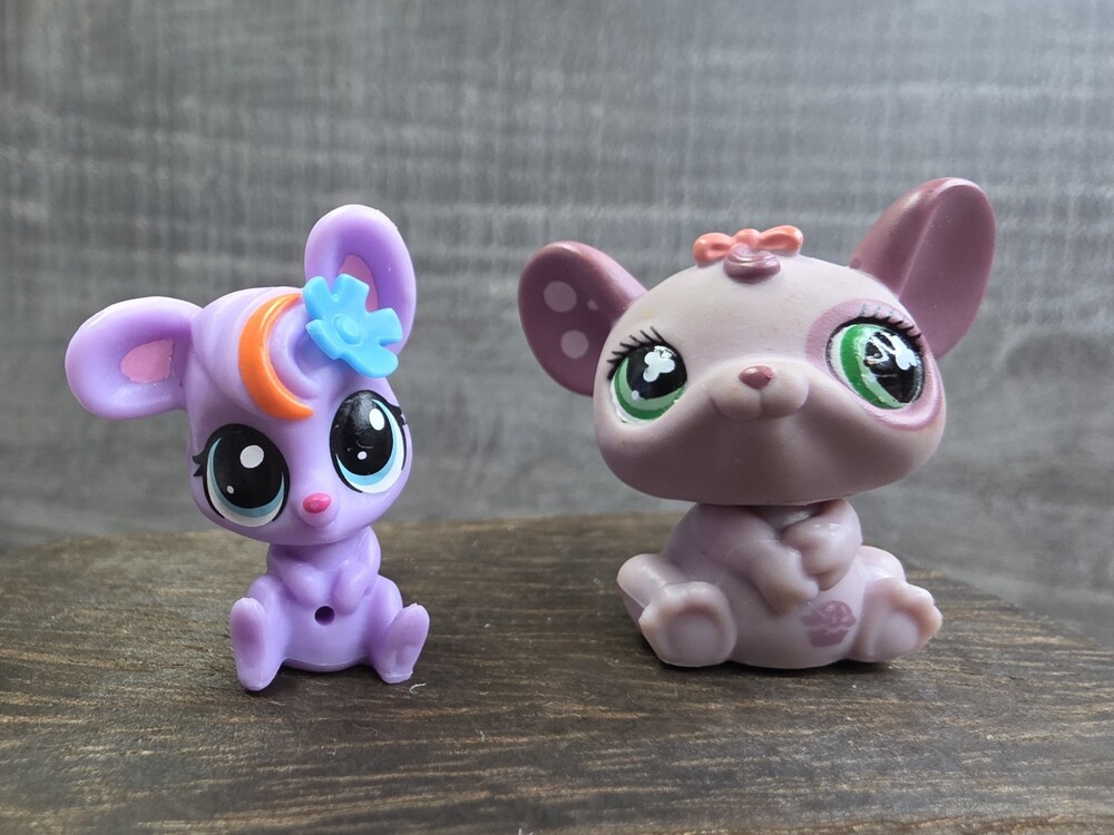 Mini Mousie Fields Mouse #315 And Rat #464 Lot Littlest Pet Shop Hasbro LPS g58